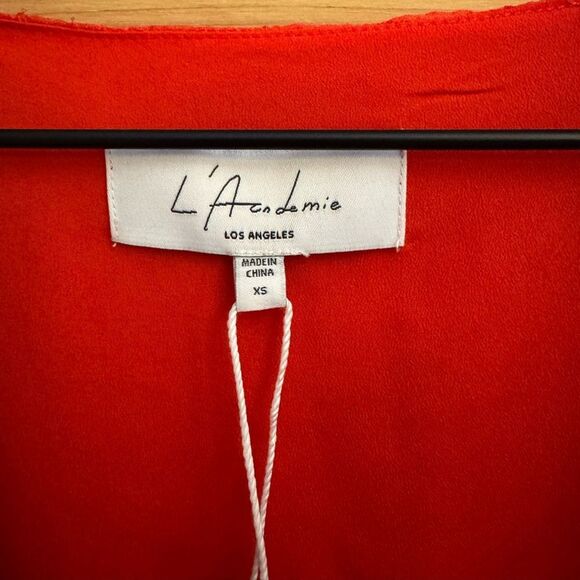 NWT L’Acadamie Revolve XS The Rene Mini Dress Poppy Red Puff Sleeve Christmas - Picture 8 of 9